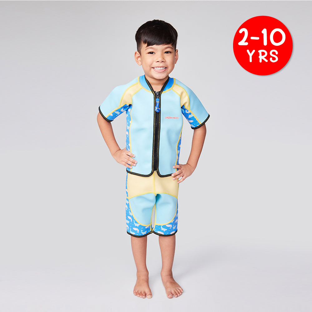 Twinwets Toddler Thermal Swimsuit UPF50+ Blue Shark_Two Piece Blue Bathing Suit