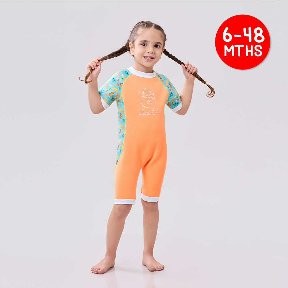 Warmiebabes Baby & Toddler Thermal Swimsuit UPF50+ Orange Dino