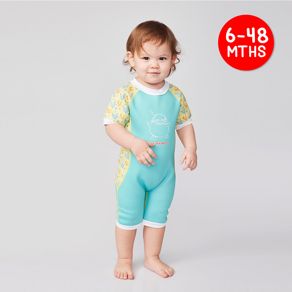 Warmiebabes Baby & Toddler Thermal Swimsuit UPF50+ Green Coral_Cute One Piece Bathing Suits