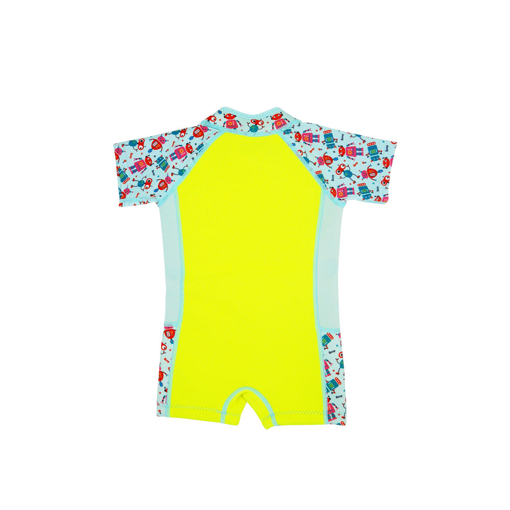Wobbie Toddler Thermal Swimsuit UPF50+ Green Robot_Back Swimsuit