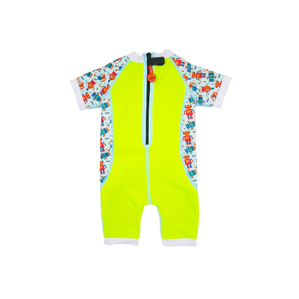 Warmiebabes Baby & Toddler Thermal Swimsuit UPF50+ Green Robot