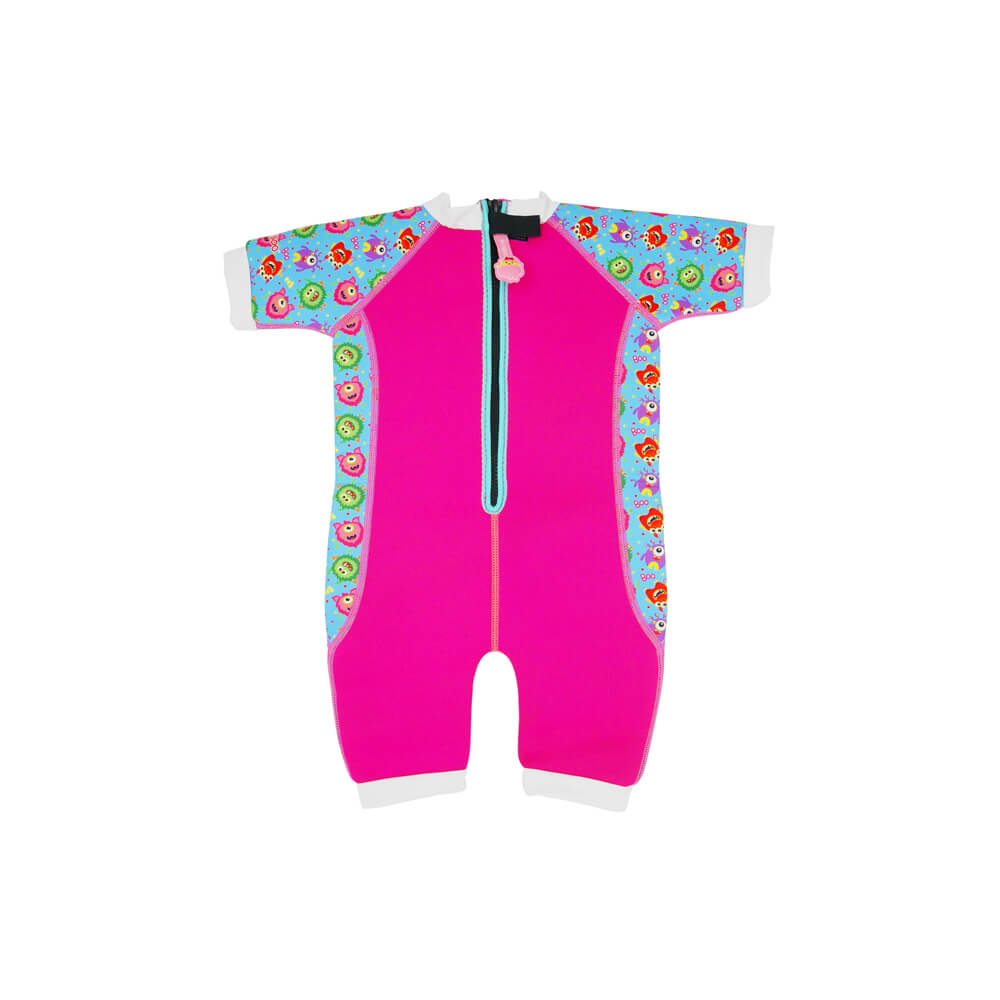 Warmiebabes Baby & Toddler Thermal Swimsuit UPF50+ Pink Monster_Pink Swimming Suit