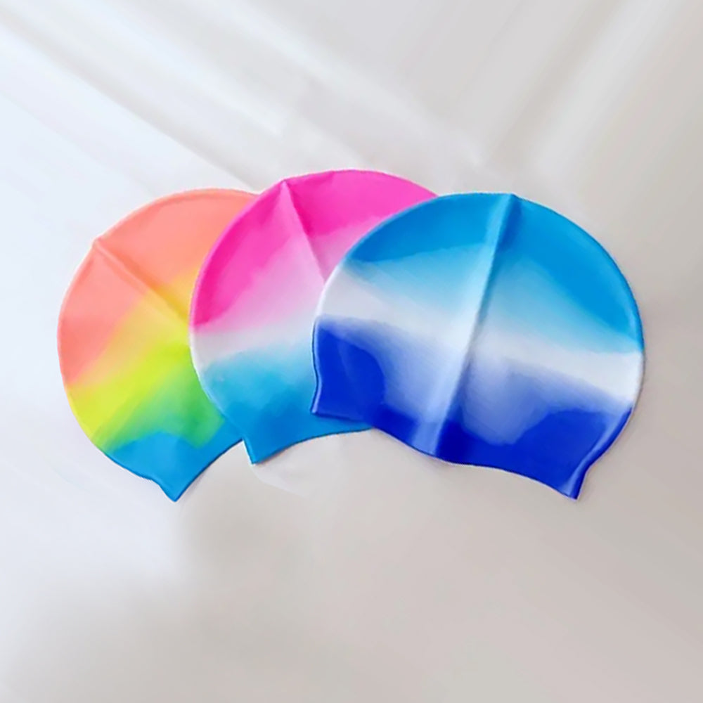 Silicone Swim Cap to Keep Hair Dry in Multi Color Design