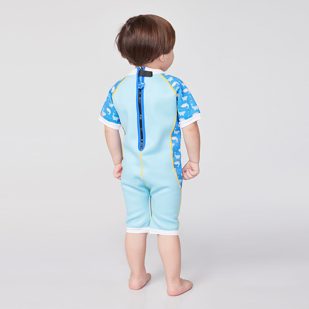 Warmiebabes Baby & Toddler Thermal Swimsuit UPF50+ Blue Shark_Back View