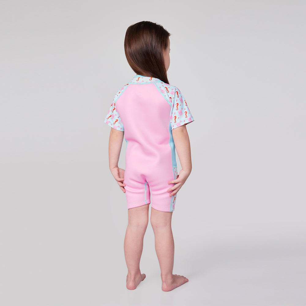 Wobbie Toddler Thermal Swimsuit UPF50+ Pink Jellyfish_Back View of One Piece Swimsuit