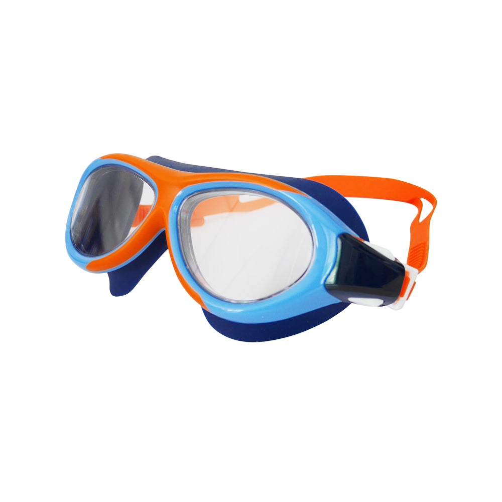 Silicone Wide Frame Swimming Goggles - Blue Orange