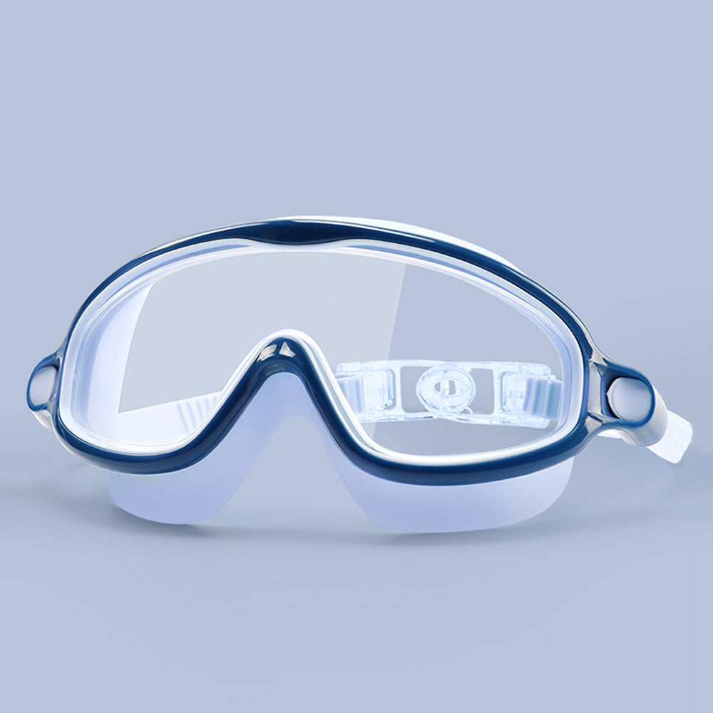 Wide Frame Anti Fog Swimming Goggles With Buckle - Navy Blue