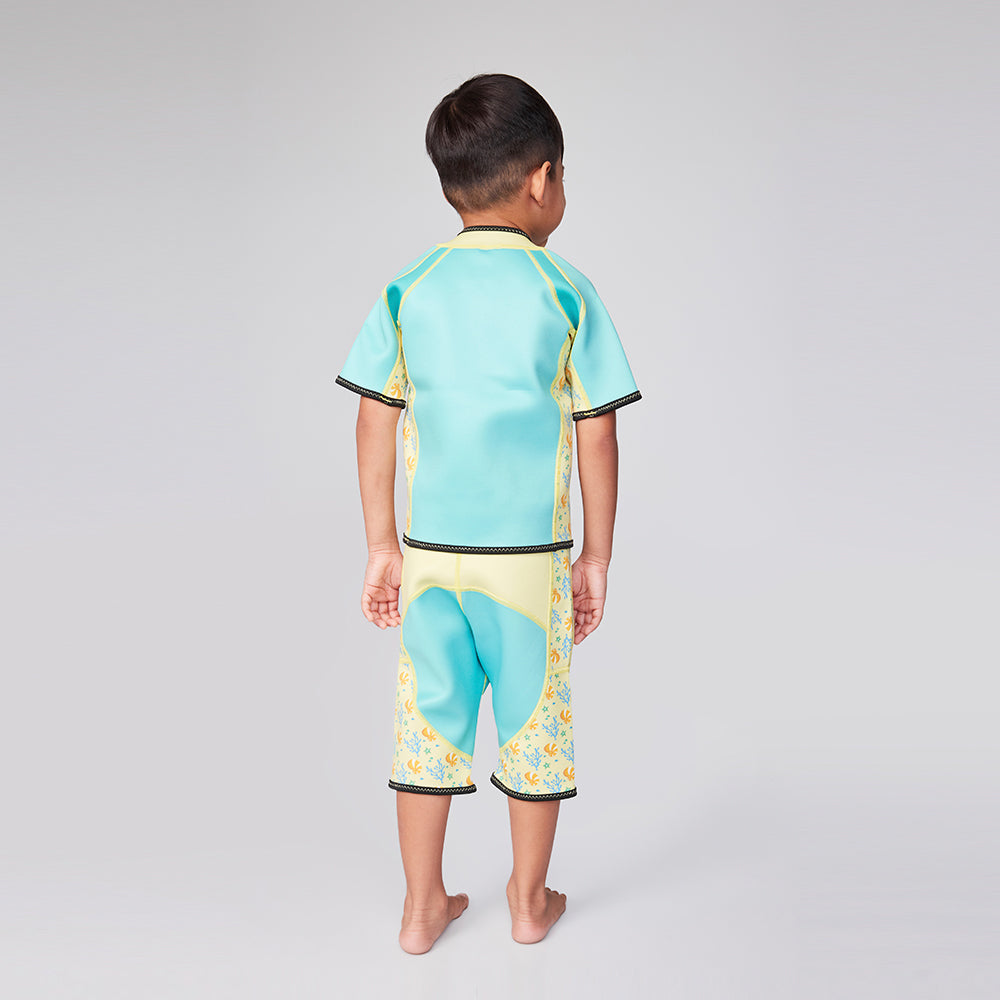 Twinwets Toddler Thermal Swimsuit UPF50+ Green Coral_Front View