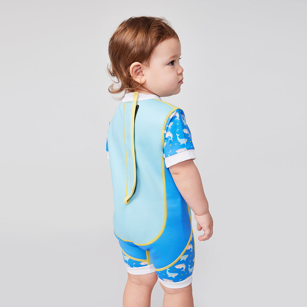 Chittybabes Baby Thermal Swimsuit UPF50+ Blue Shark with Adjustable Hoop-and-Loop Fastener Closure