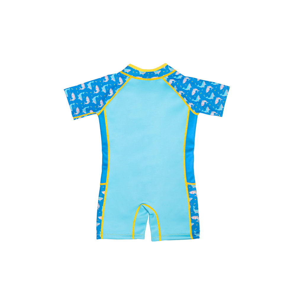 Wobbie Toddler Thermal Swimsuit UPF50+ Blue Shark_Bathing Suits Back View