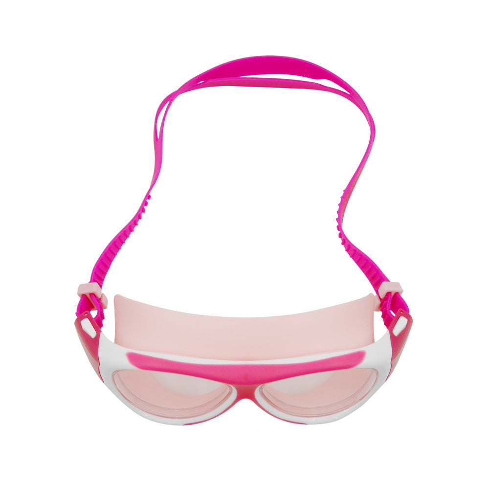 Silicone Wide Frame Swimming Goggles with UV Protection - Pink White