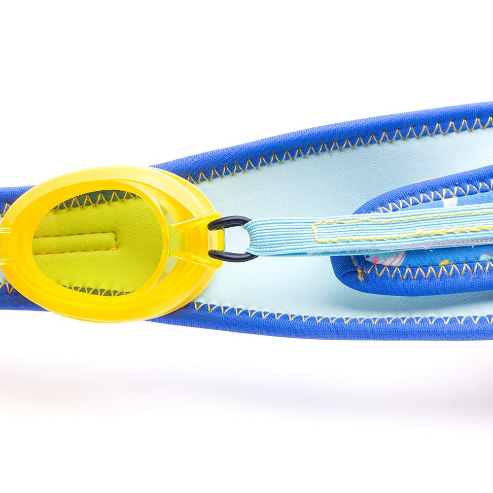 Googles with Adjustable Booggles with Neoprene Head Strap in Blue Shark Design