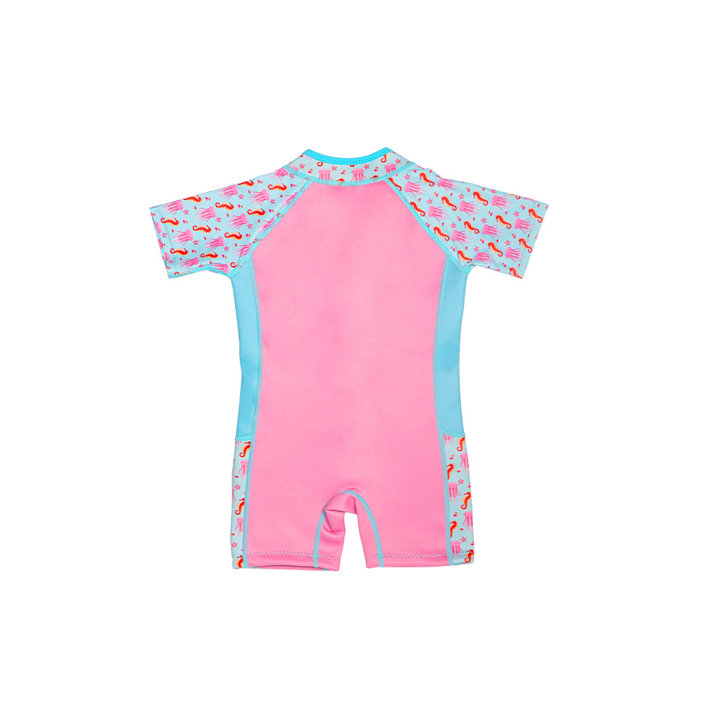 Wobbie Toddler Thermal Swimsuit UPF50+ Pink Jellyfish_Back View
