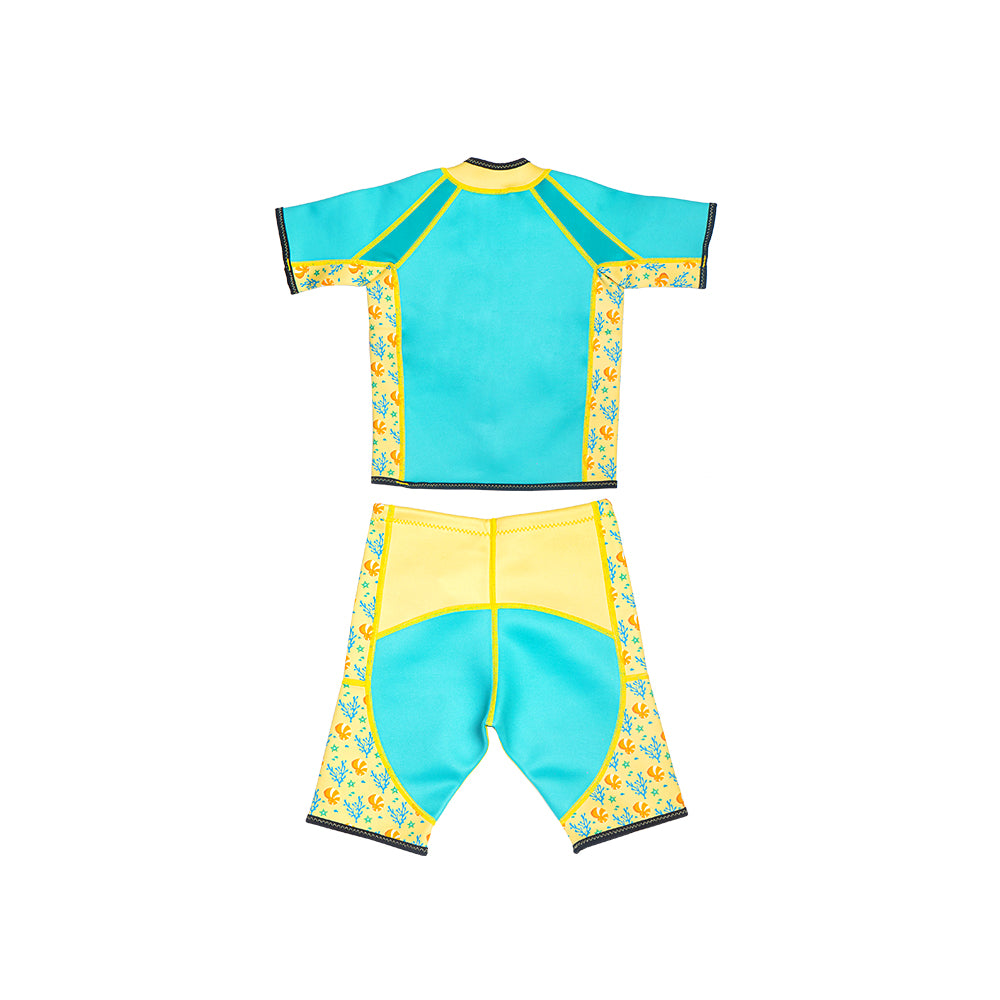 Twinwets Toddler Thermal Swimming Suit UPF50+ Green Coral_Cute Bathing Suit with Shorts