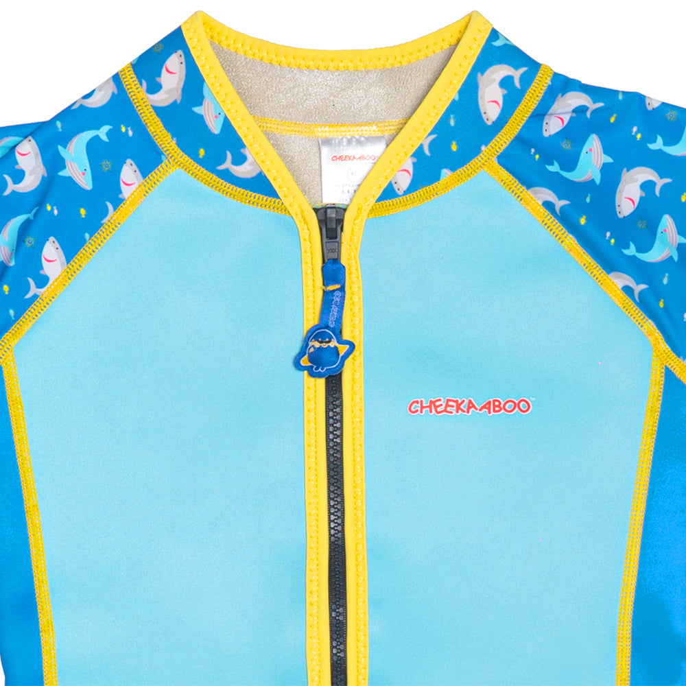 Wobbie Toddler Thermal Swimsuit UPF50+ Blue Shark_Bathing Suits with a Front Zipper