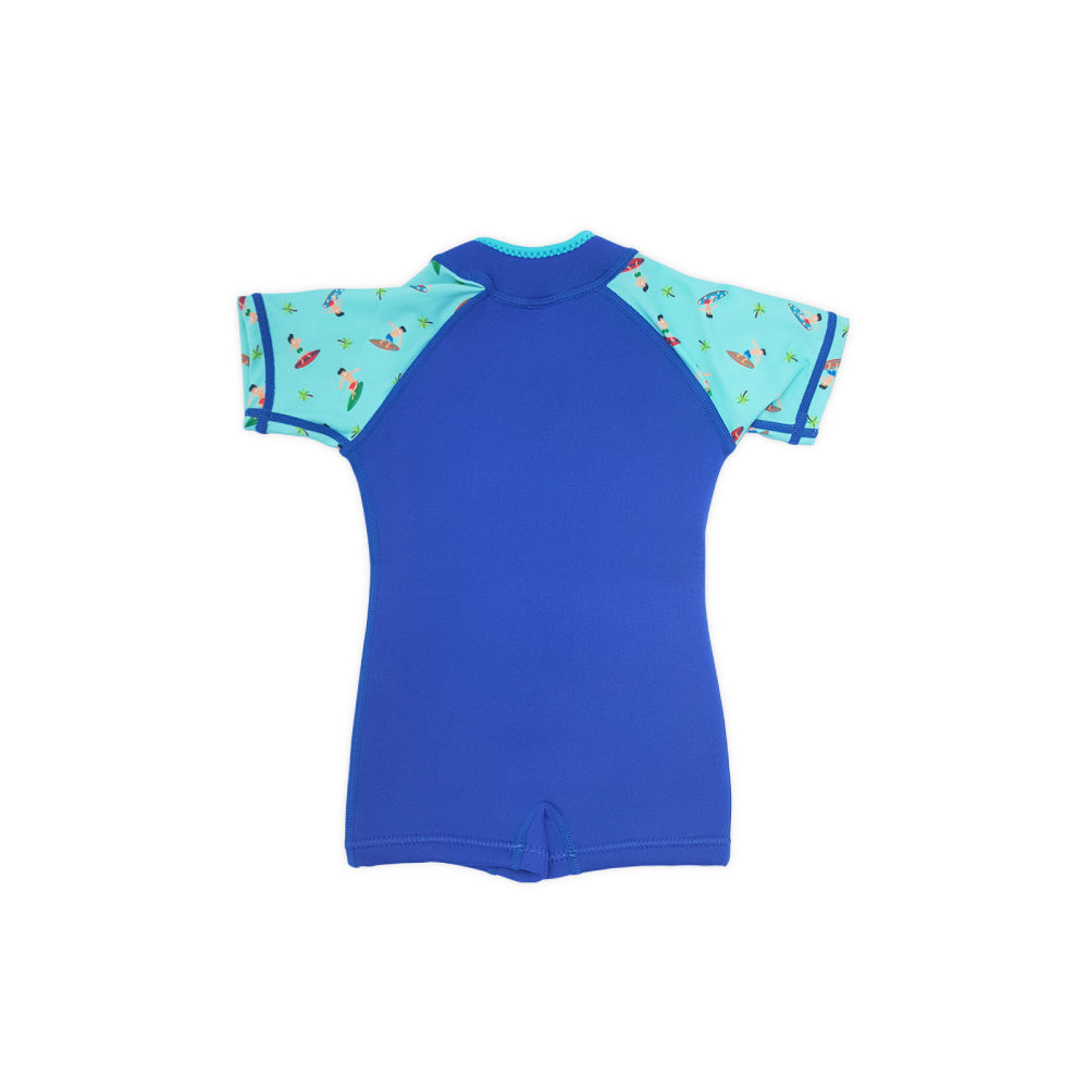 Wobbie Toddler Thermal Swimsuit UPF50+ in Navy Blue Surfer_Back View