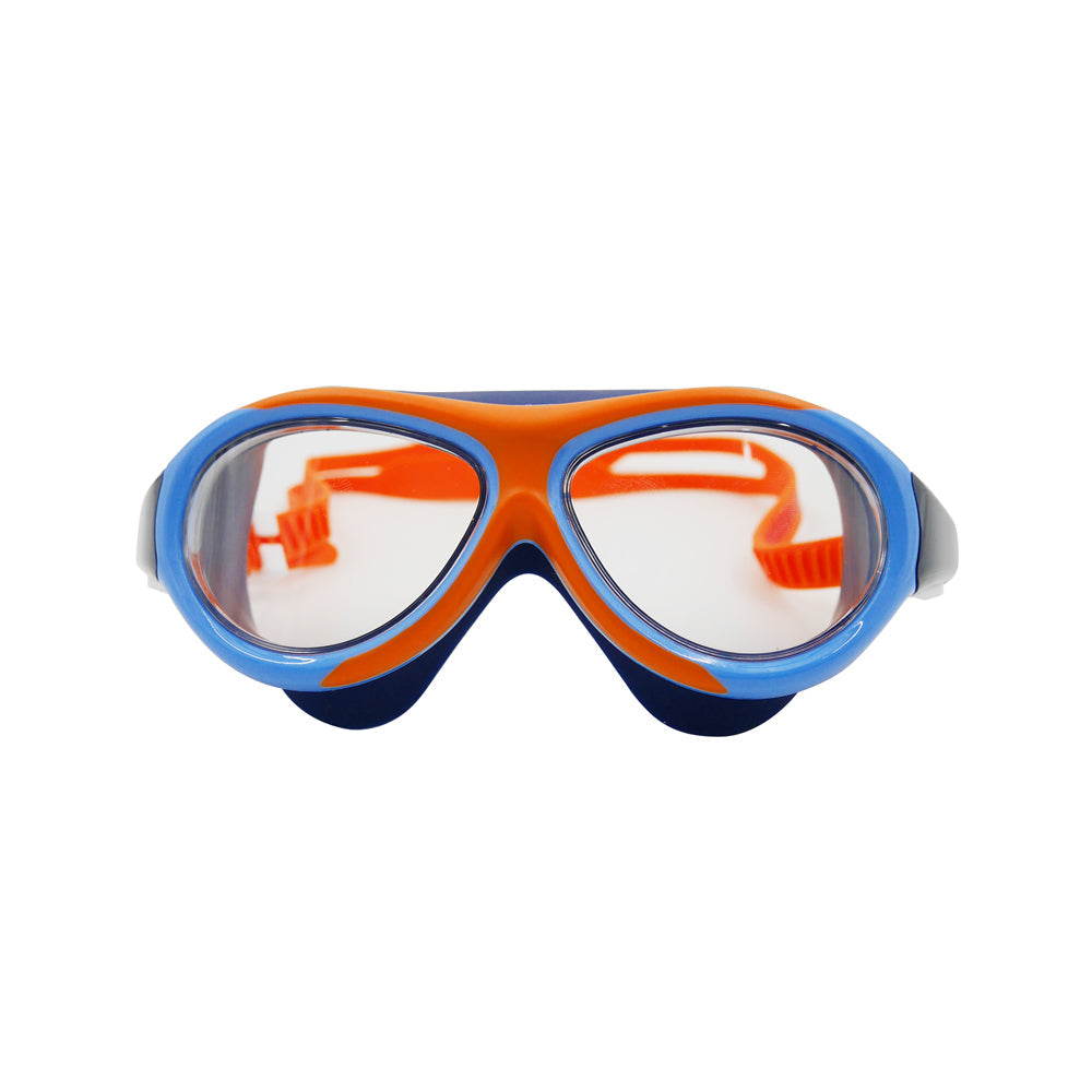 Kids Silicone Wide Frame Swimming Goggles - Blue Orange