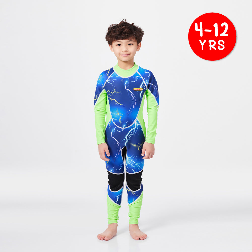 Long Sleeve Sunsafe Toddler Thermal Swimsuit UPF50+ Thunder_Long Sleeved Swimming Costume
