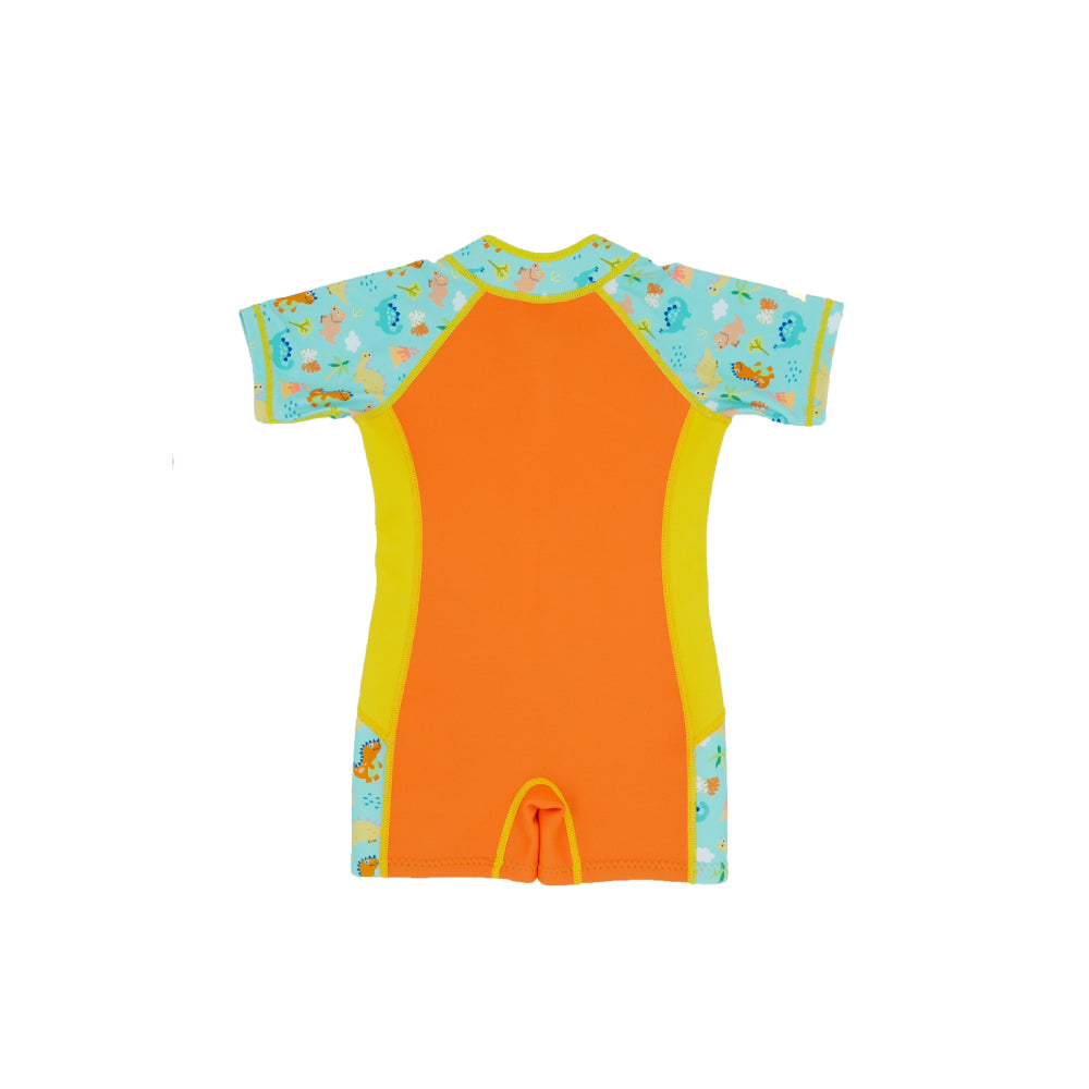 Wobbie Toddler Thermal Bathing Suit UPF50+ Orange Dino_Front View