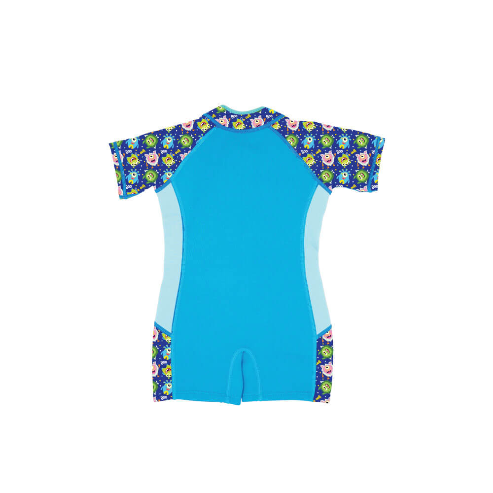 Wobbie Toddler Thermal Swimsuit UPF50+ Blue Monster_Back View