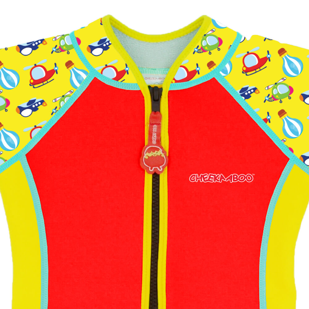 Wobbie Toddler Thermal Swimsuit UPF50+ Red Sky Transportation_Front View