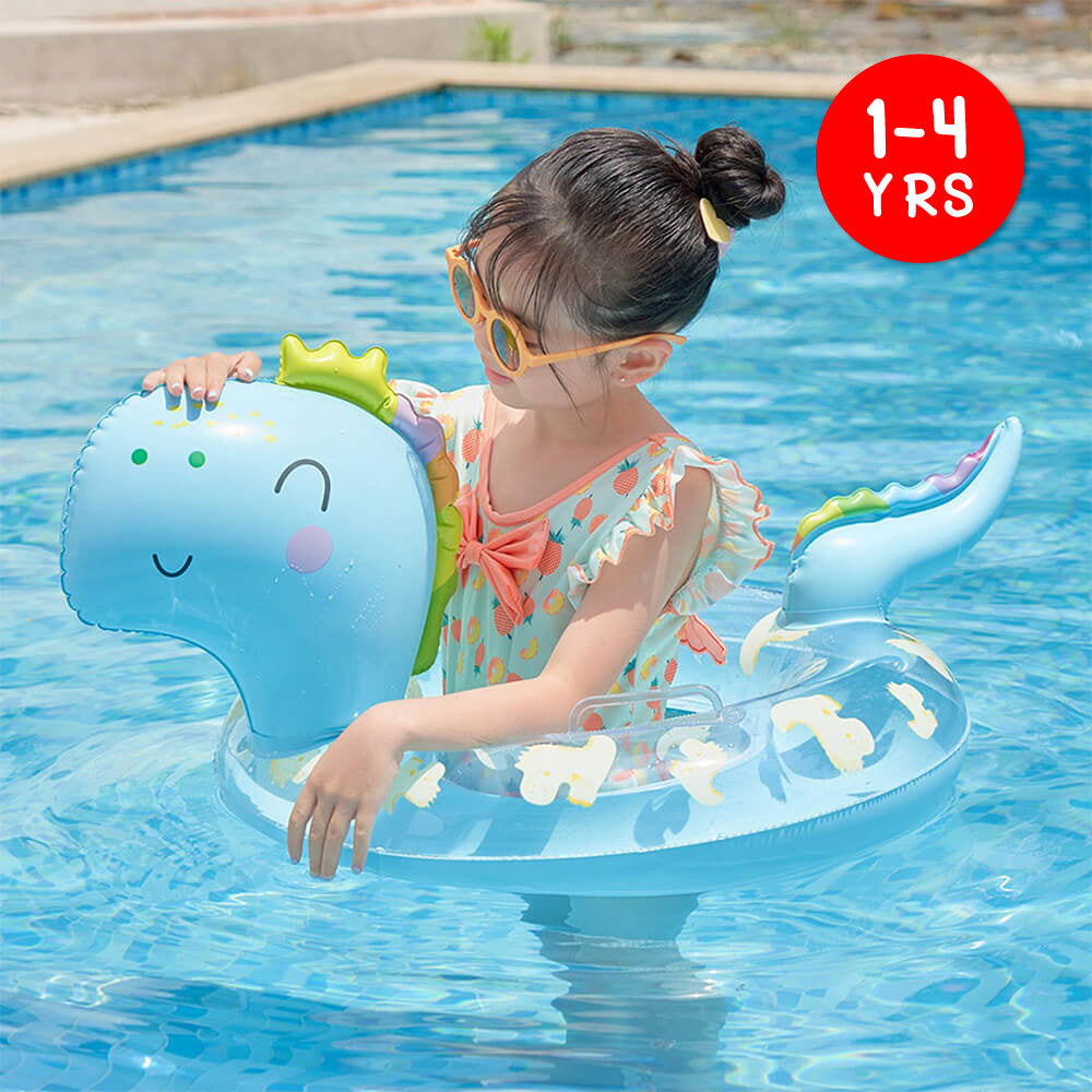 3D Children Inflatable Baby Swim Float - Blue / Dino (1 - 4 Years)