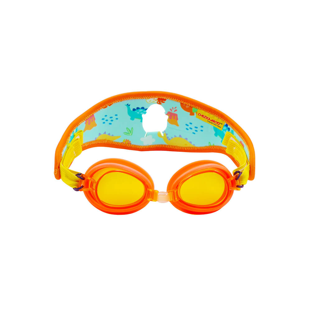 Toddler Booggles with Neoprene Head Strap - Orange Dino