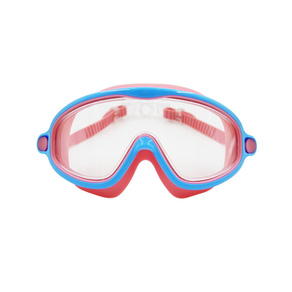 Kids Wide Frame Swimming Goggles With Buckle - Pink Blue