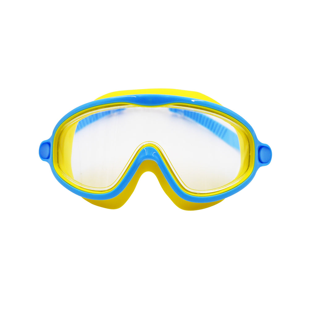 Kids Wide Frame Swimming Goggles With Buckle - Blue Yellow