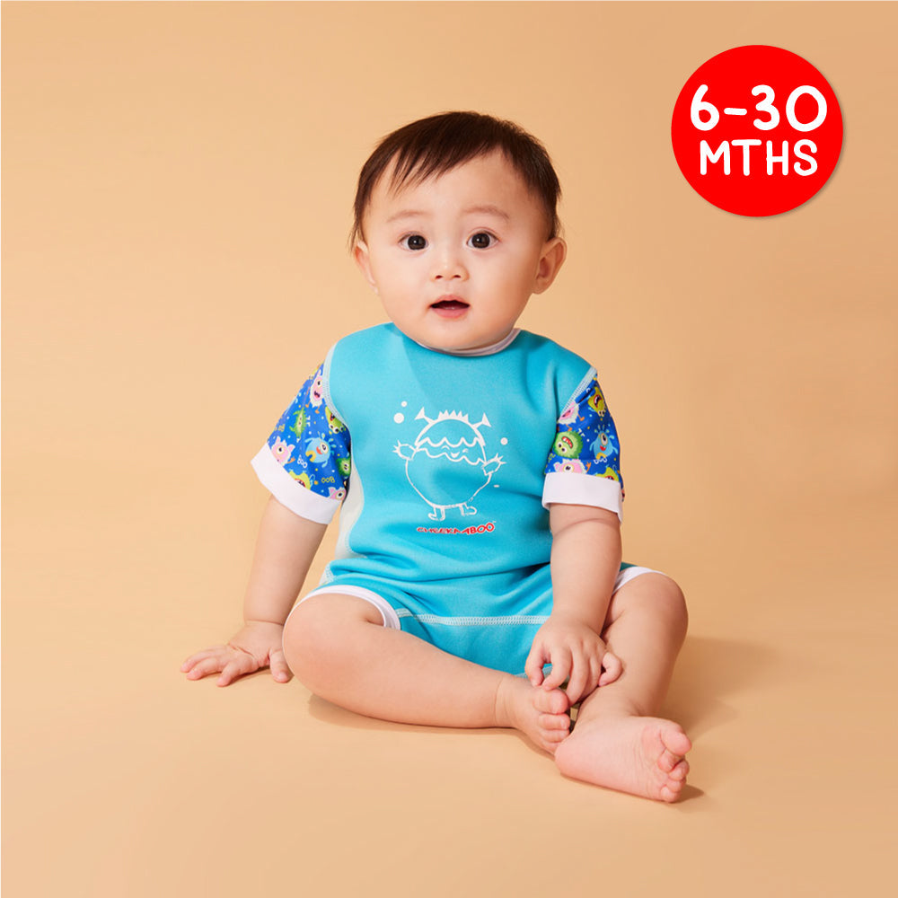 Chittybabes Baby Thermal Swimsuit UPF50+ Blue Monster_Short Sleeve One Piece Swimsuit