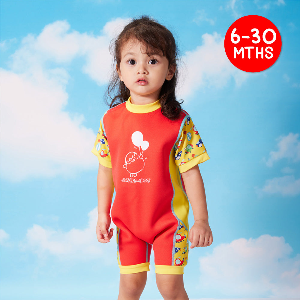 Chittybabes Baby Thermal Swimsuit UPF50+ Red Sky Transportation_Red One Piece Swimming Suit