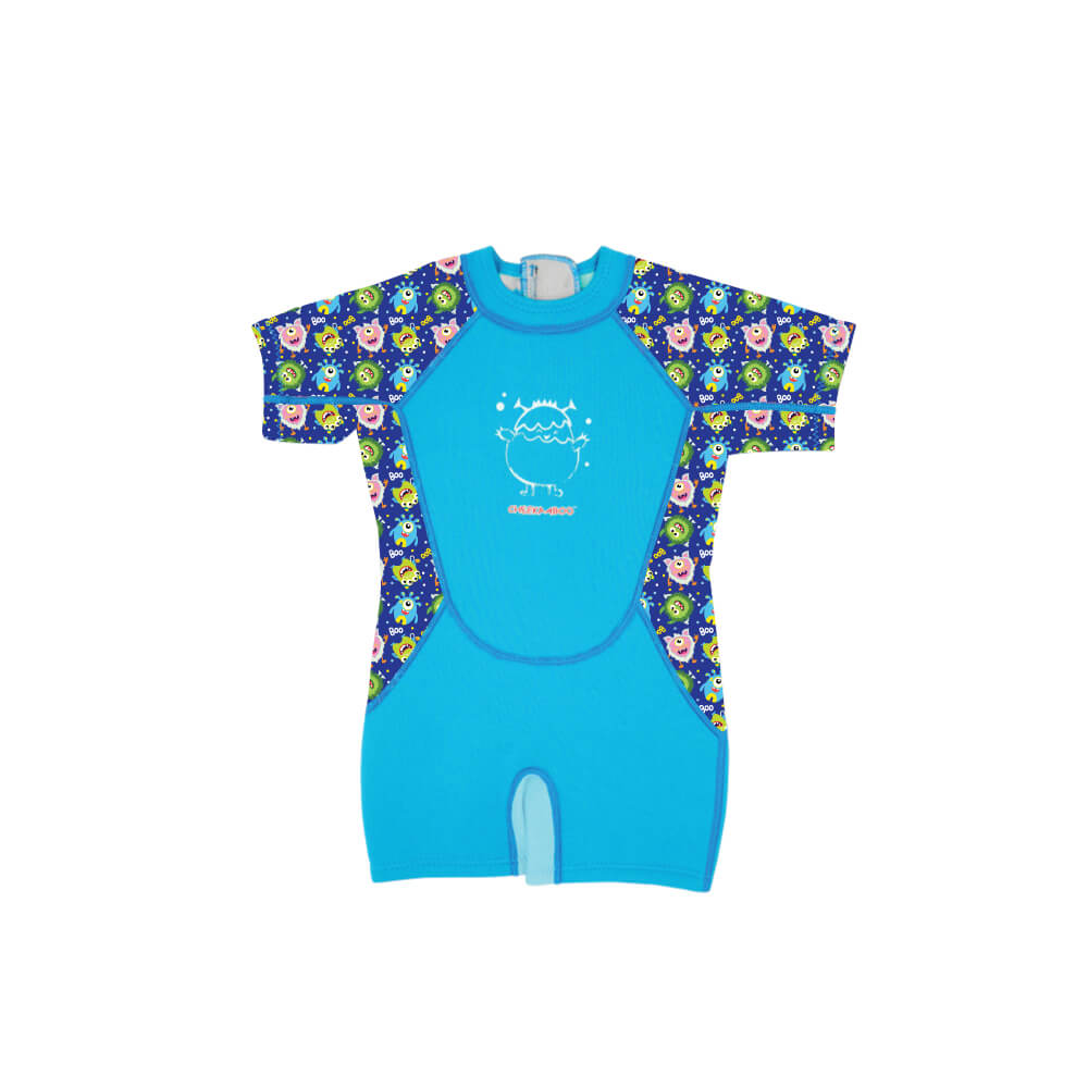 Kiddies Toddler Thermal Swimsuit UPF50+ Blue Monster_High Collar Swimsuit