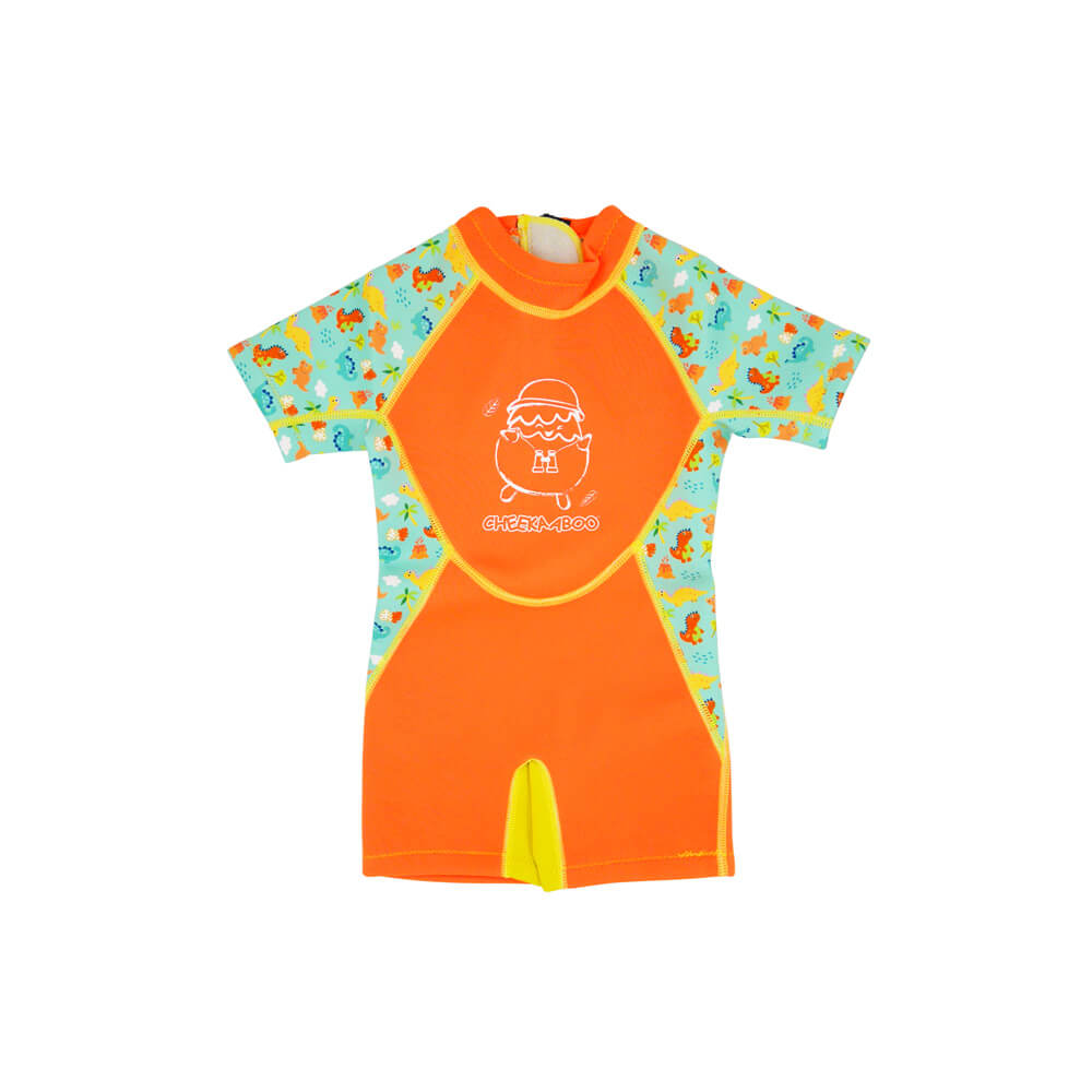 Kiddies Toddler Thermal Swimsuit UPF50+ Orange Dino_Dinosaur Swimsuit