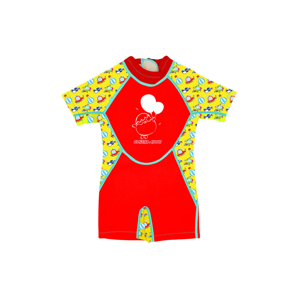 Kiddies Toddler Thermal Swimsuit UPF50+ Red Sky Transport_High Neck Swim