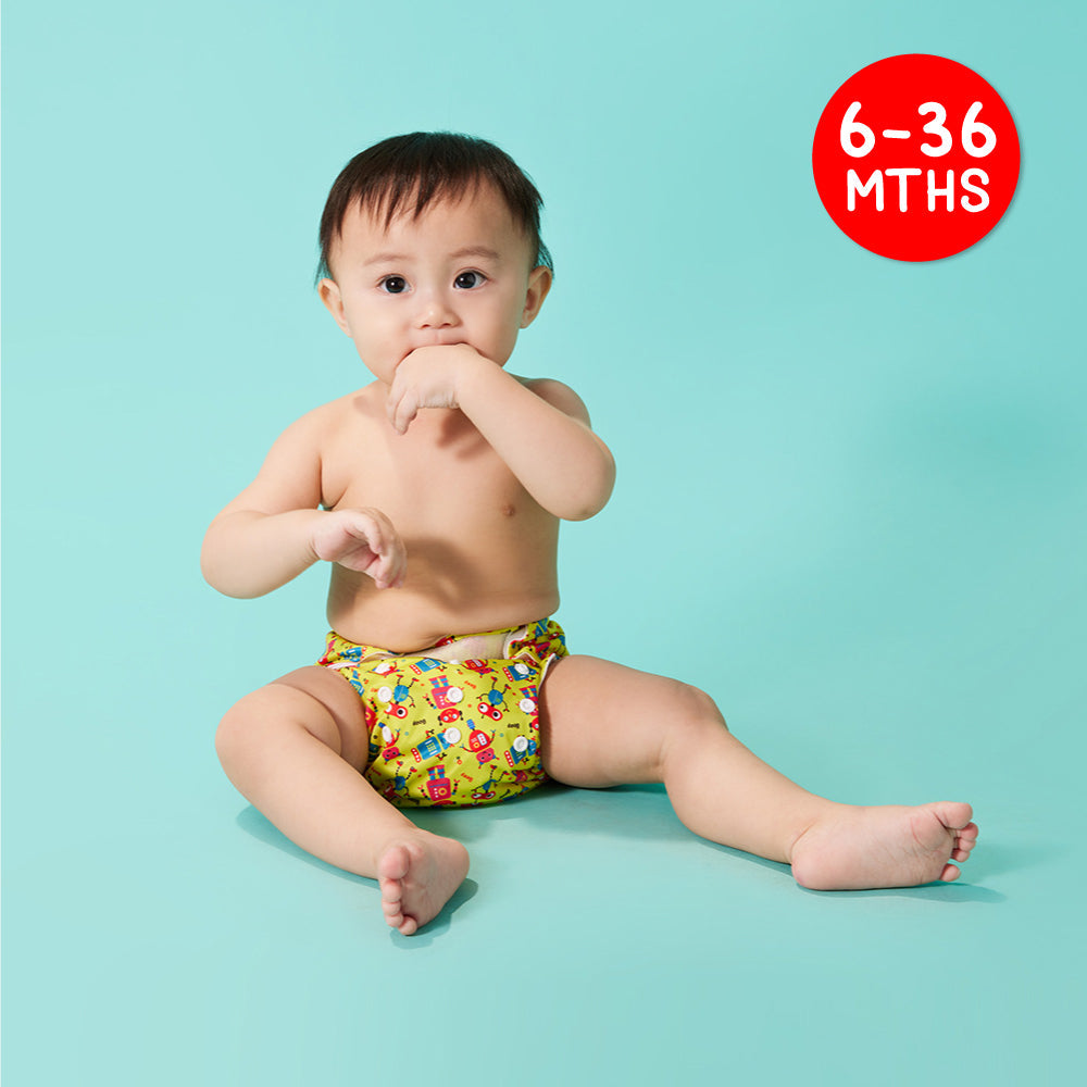 2-in-1 Reusable Baby Swim Diaper / Cloth Diaper Green Robot