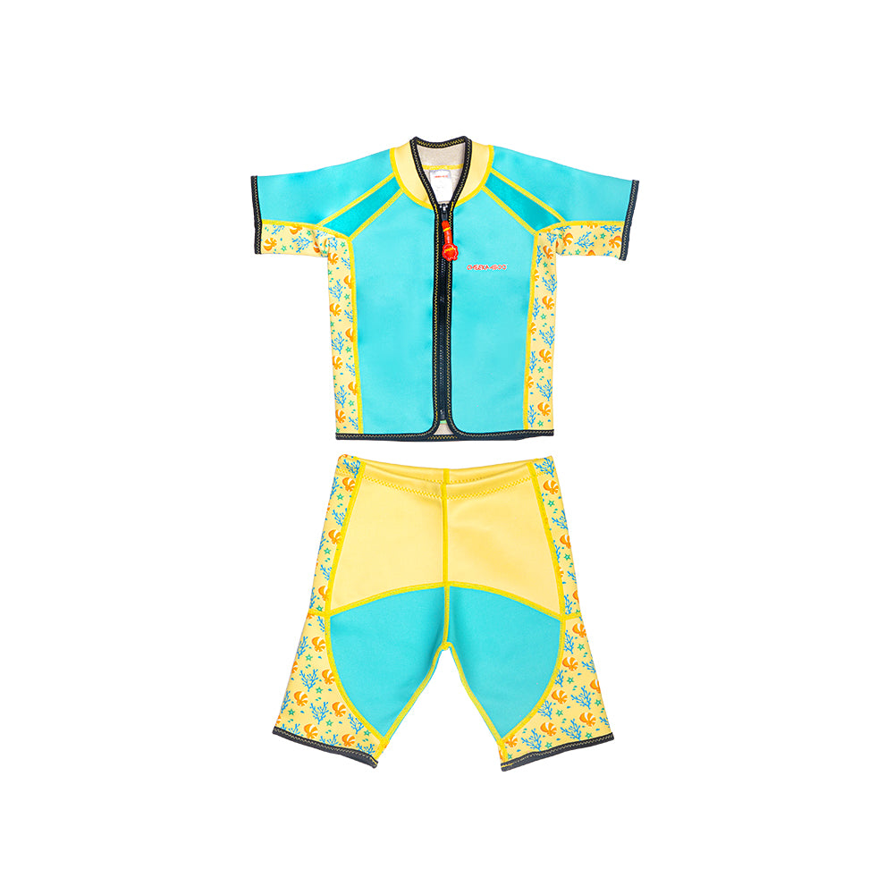 Twinwets Toddler Thermal Swimsuit UPF50+ Green Coral_Cute Bathing Suit with Shorts