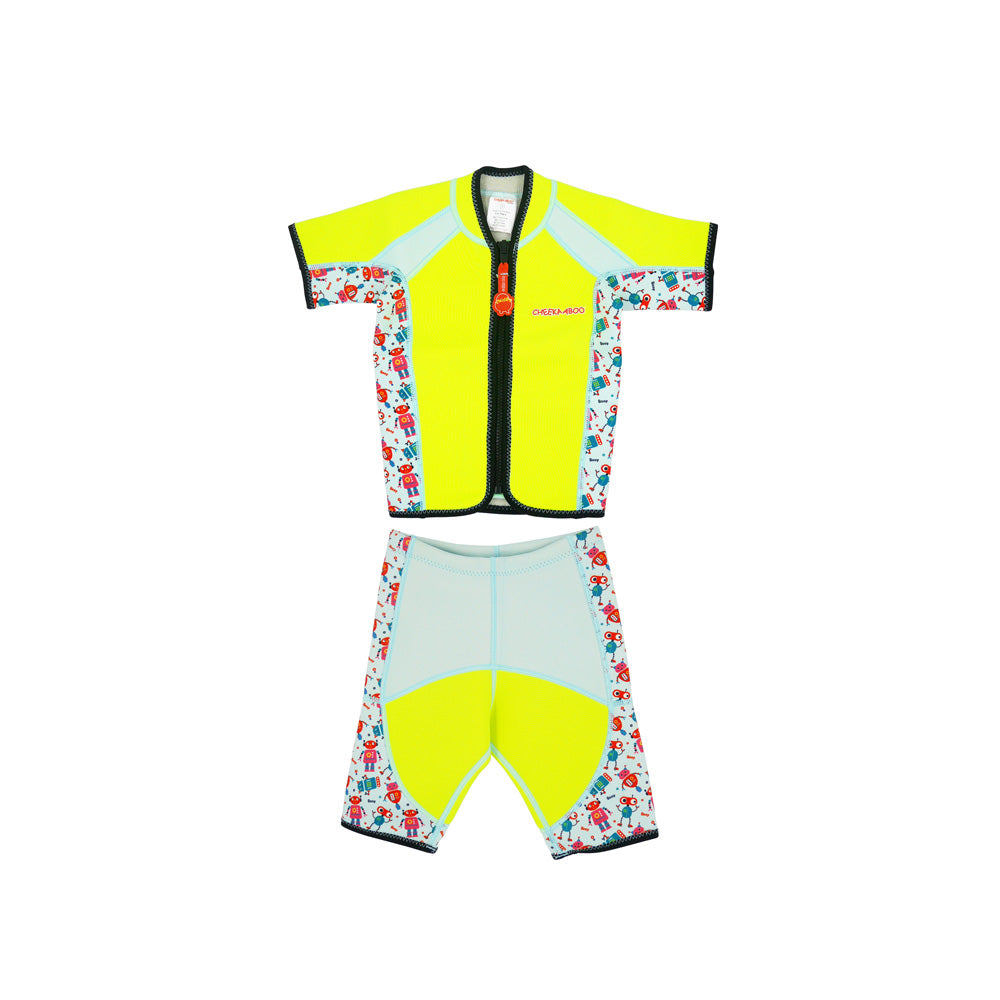 Twinwets Toddler Thermal Swimsuit UPF50+ Green Robot