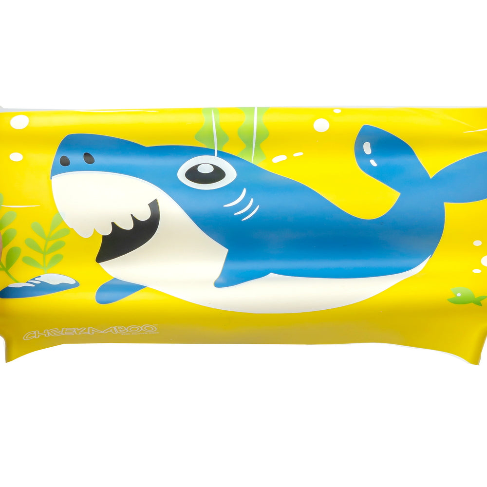 Stretchable Soft Silicone Swim Hat in Yellow Shark Design