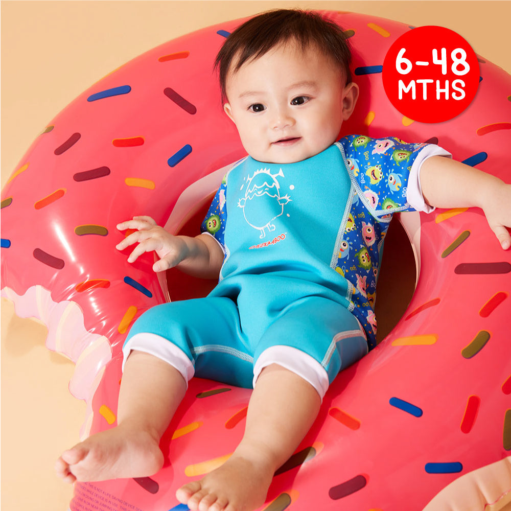 Warmiebabes Baby & Toddler Thermal Swimsuit UPF50+ Blue Monster_Swimming Suit Blue
