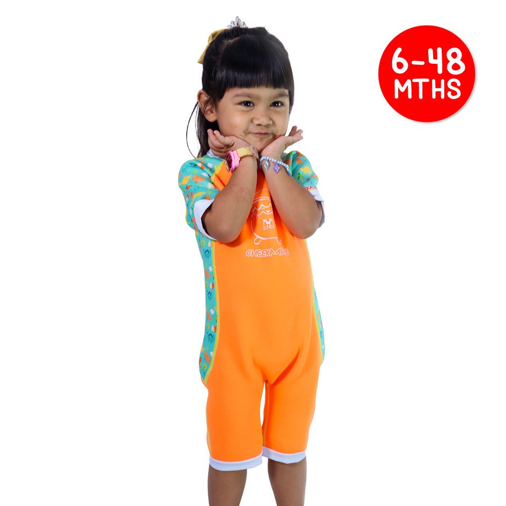 Warmiebabes Baby & Toddler Thermal Swimsuit UPF50+ Orange Dino