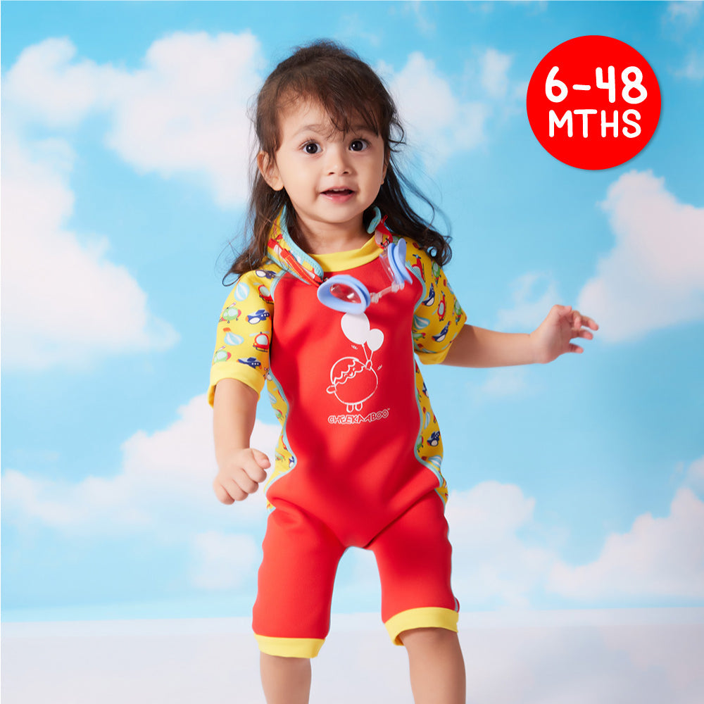 Warmiebabes Baby & Toddler Thermal Swimsuit UPF50+ Red Sky Transportation_Infant Swimwear