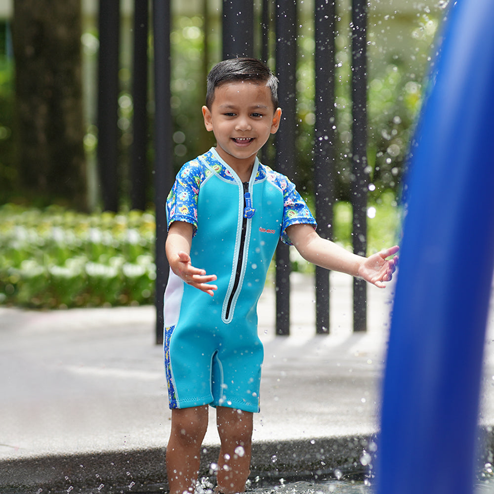 Wobbie Toddler Thermal Swimsuit UPF50+ Blue Monster
