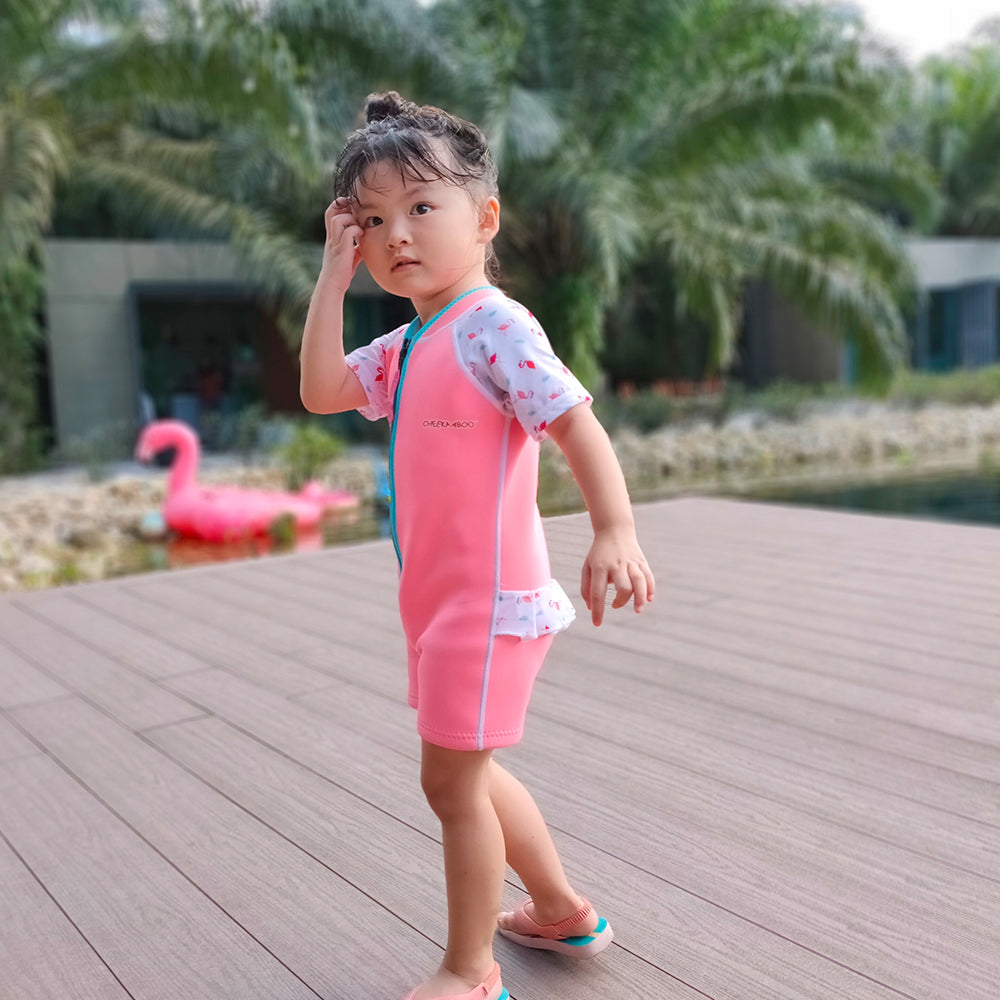Wobbie Toddler Thermal Swimsuit UPF50+ Pink Flamingo