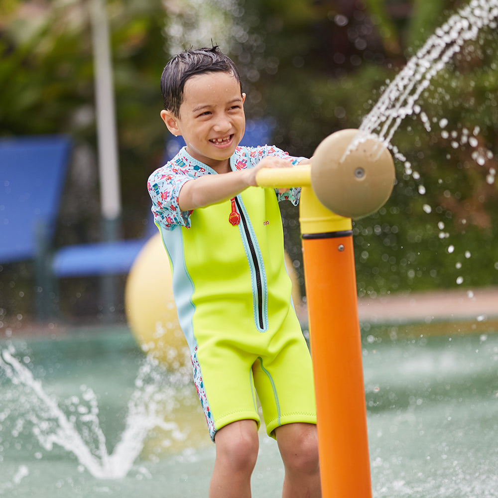Wobbie Toddler Thermal Swimsuit UPF50+ Green Robot