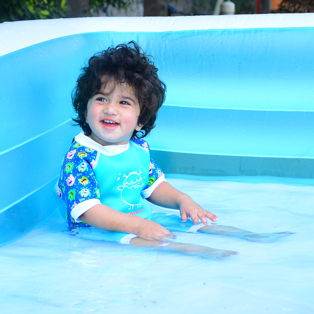 Warmiebabes Baby & Toddler Thermal Swimsuit UPF50+ Blue Monster