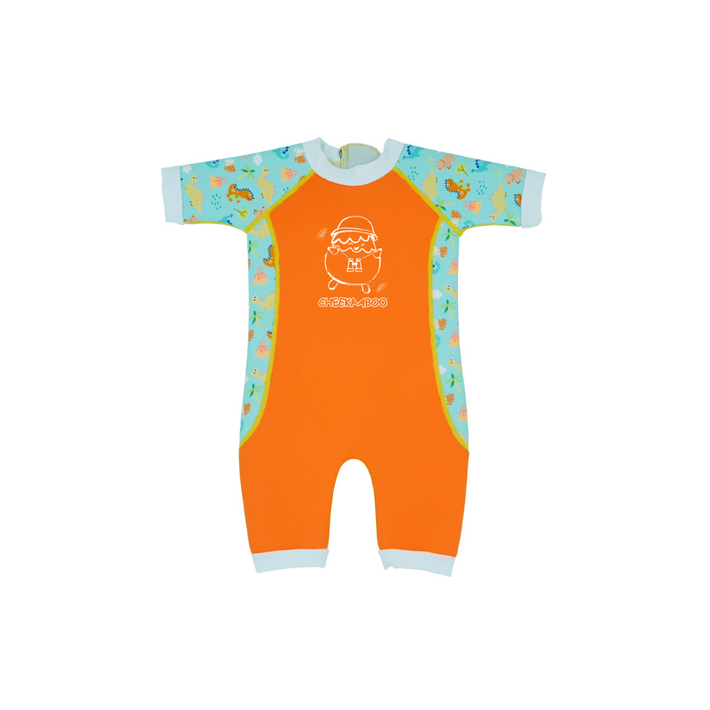 Warmiebabes Baby & Toddler Thermal Swimsuit UPF50+ Orange Dino_Bright Orange Swimwear