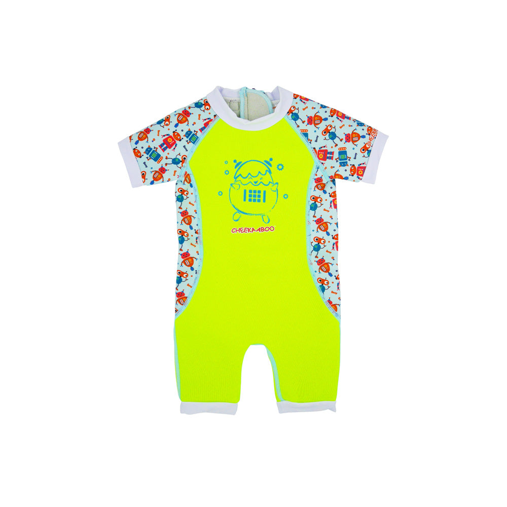 Warmiebabes Baby & Toddler Thermal Swimsuit UPF50+ Green Robot
