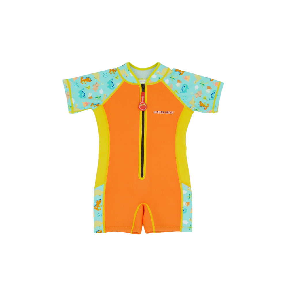 Wobbie Toddler Thermal Swimsuit UPF50+ Orange Dino_Blue and Orange Bathing Suit