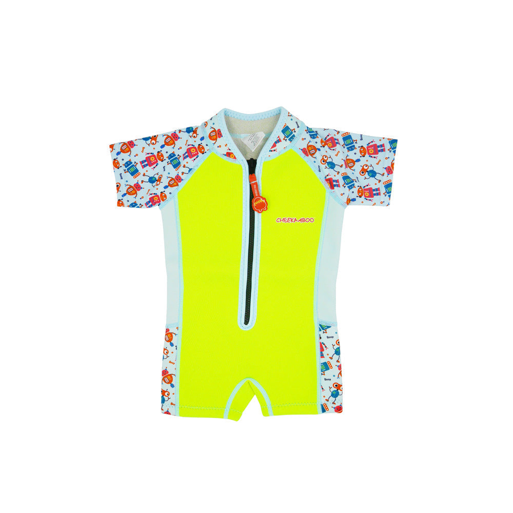 Wobbie Toddler Thermal Swimsuit UPF50+ Green Robot_Easy Swimsuit