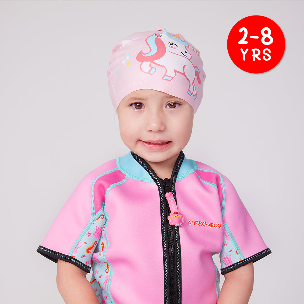 Silicone Waterproof Swimming Cap - Happy Unicorn (2 - 8 years)